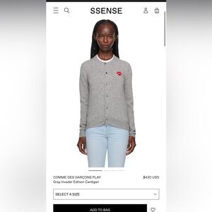 COMME DES GARÇONS PLAY
Gray Invader Edition Cardigan